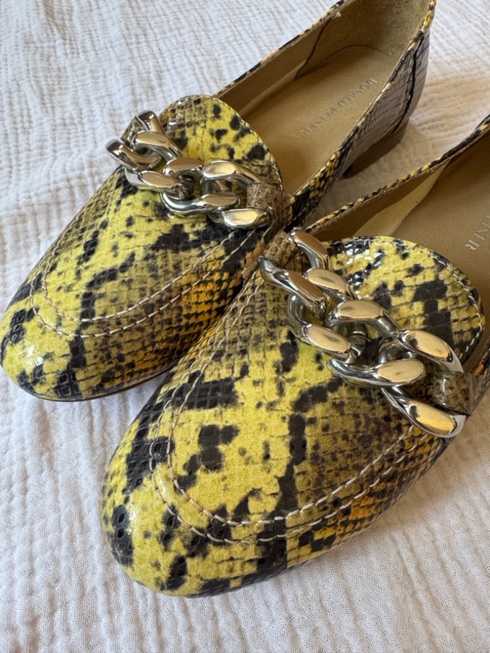 Donald Pliner Leather Snake Embossed Nolin Loafers - Picture 15 of 16